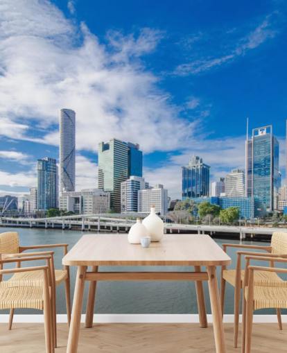 cielo de nubes azules y blancas sobre fondo de pantalla de brisbane
