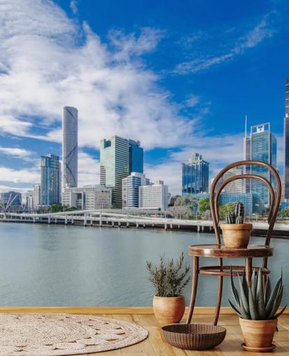 cielo de nubes azules y blancas sobre fondo de pantalla de brisbane