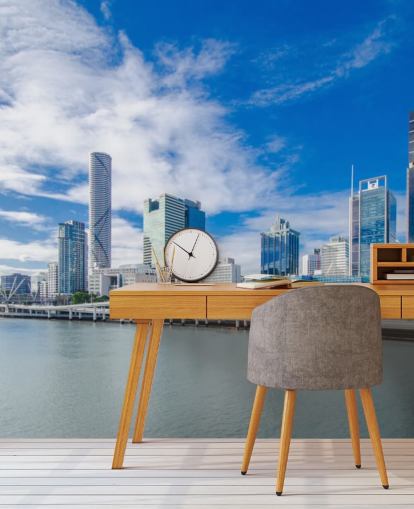 céu de nuvem azul e branco sobre papel de parede de Brisbane