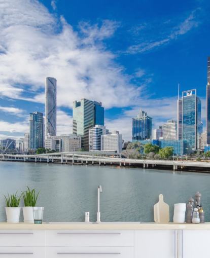 blue and white cloud sky over brisbane wallpaper