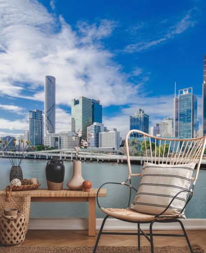 blauer und weißer Wolkenhimmel über Brisbane Tapete