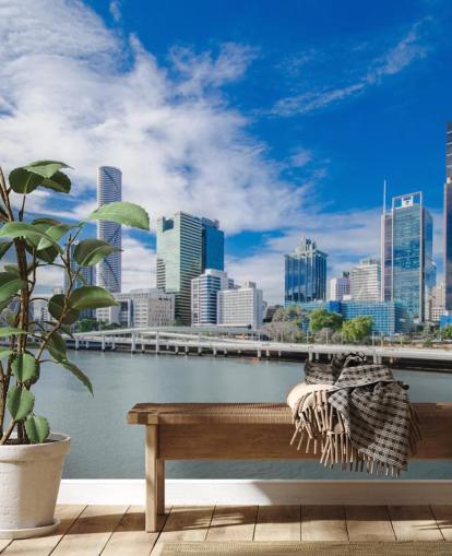 blått och vitt moln himmel över Brisbane tapet