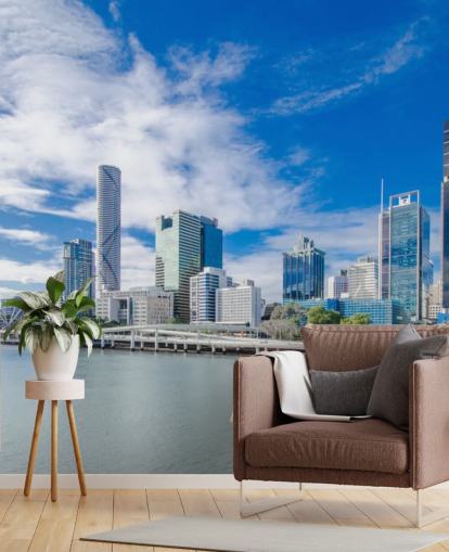 blauer und weißer Wolkenhimmel über Brisbane Tapete