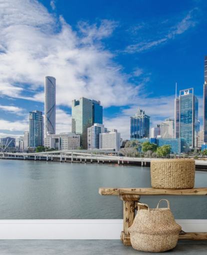 blue and white cloud sky over brisbane wallpaper
