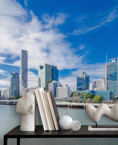 céu de nuvem azul e branco sobre papel de parede de Brisbane