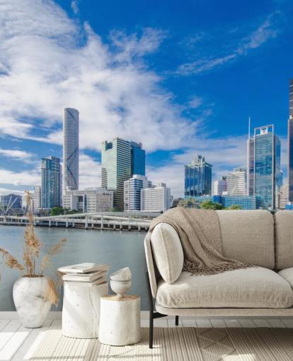 blue and white cloud sky over brisbane wallpaper