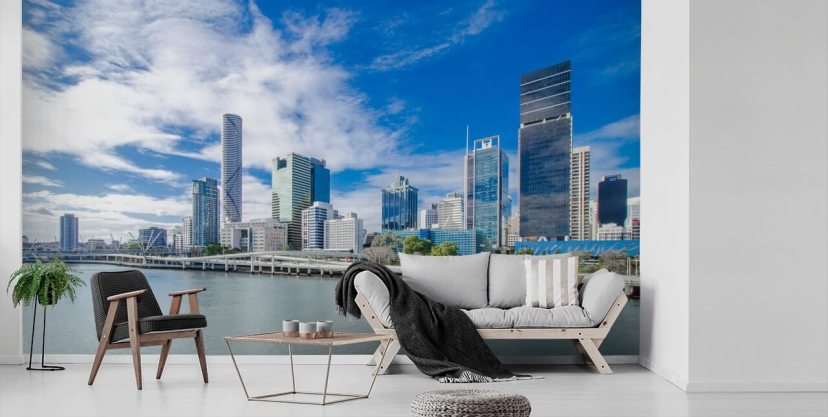 blue and white cloud sky over brisbane wallpaper