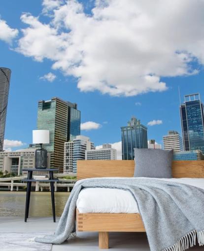 Brisbane gebouwen tegen blauwe lucht behang