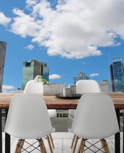 brisbane buildings against blue sky wallpaper