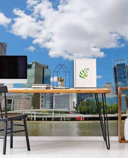 brisbane buildings against blue sky wallpaper