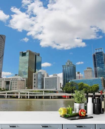 Brisbane gebouwen tegen blauwe lucht behang Brisbane gebouwen tegen blauwe lucht behang