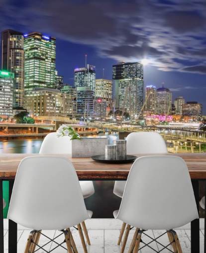 Skyline de Brisbane illuminé la nuit fond d'écran