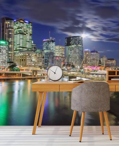 Brisbane skyline lyser op om natten tapet Brisbane skyline lyser op om natten tapet