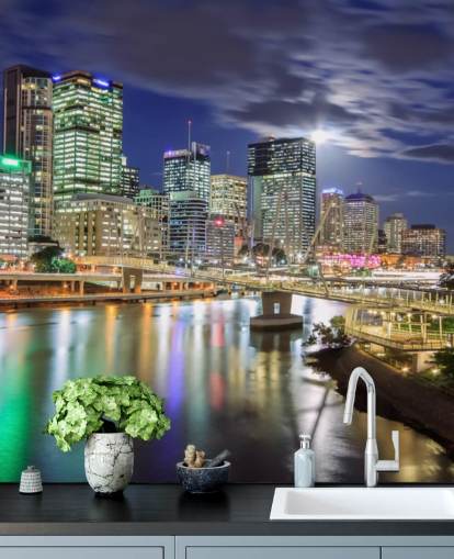 Brisbane horisonttiin syttynyt yöllä tapetti Brisbane horisonttiin syttynyt yöllä tapetti