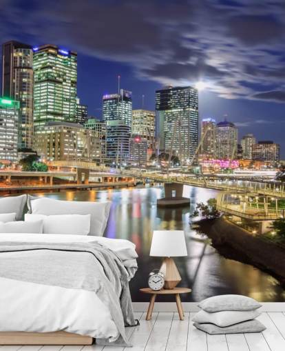 Brisbane skyline lit up at night wallpaper Brisbane skyline lit up at night wallpaper