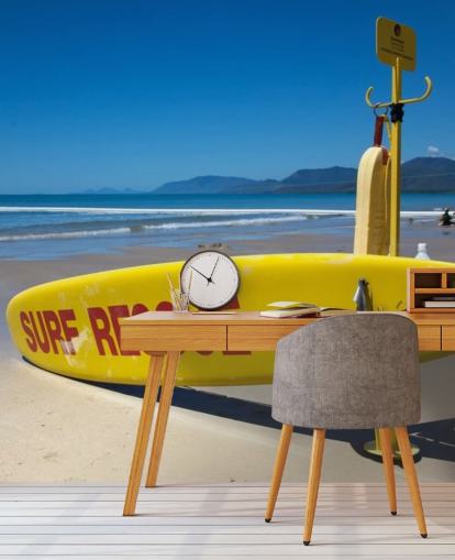 gul surfe redning bord på australsk strand tapet