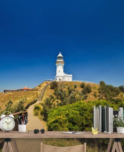 Naturskjønne Hill Nærmer Hvit Byron Bay Lighthouse tapet