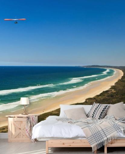 Hang Glider Flying Over Beach i Byron Bay AU tapet