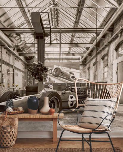 papier peint mural de voitures anciennes personnalisable en noir et blanc appelé Vintage Racing Car Photo pour les bureaux et les gymnases papier peint mural de voitures anciennes personnalisable en noir et blanc appelé Vintage Racing Car Photo pour les bureaux et les gymnases