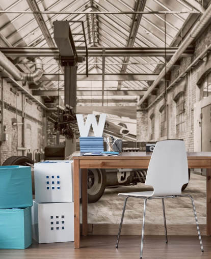 schwarz-weiße, individuell gestaltbare Vintage-Tapete mit dem Titel „Vintage-Rennwagen-Foto“ für Büros und Fitnessstudios