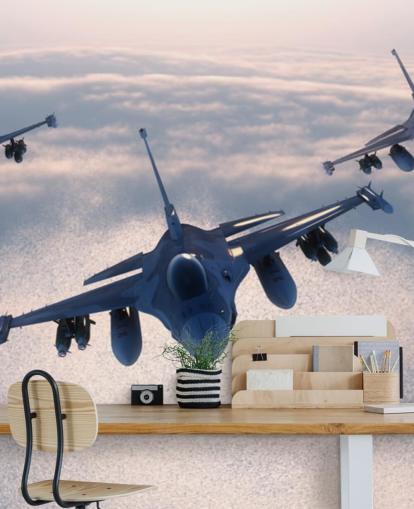 Three Fighter Jets Flying Wallpaper