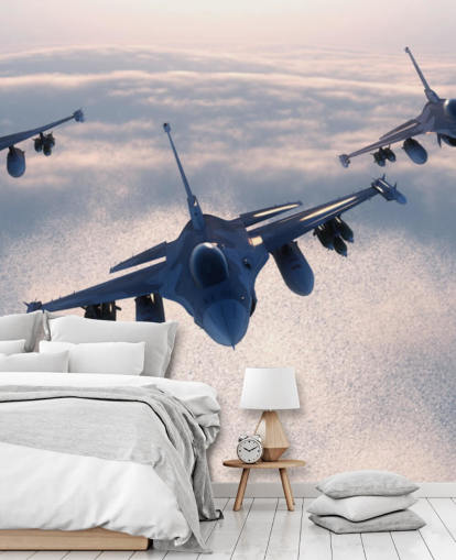 Three Fighter Jets Flying Wallpaper