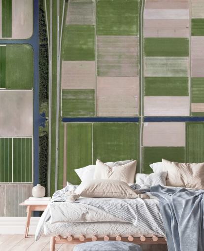 Bird's View of Green and Brown Farming Fields Wallpaper