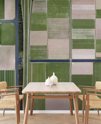 Papel de Parede de Campos Agrícolas Verdes e Marrons