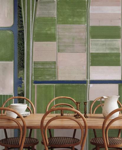 Bird's View of Green and Brown Farming Fields Wallpaper