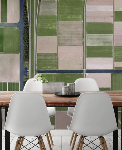 Vogelperspektive von grünen und braunen Farming Fields Wallpaper