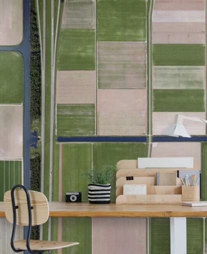 Fugleudsigt over grønne og brune Farming Fields Baggrund