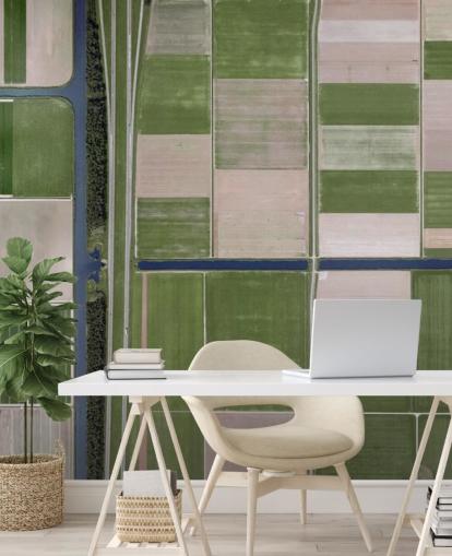 Fugleudsigt over grønne og brune Farming Fields Baggrund