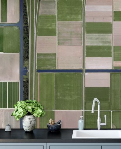 Bird's View of Green and Brown Farming Fields Wallpaper Bird's View of Green and Brown Farming Fields Wallpaper