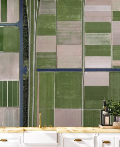 Fondo de pantalla de vista de pájaro de campos agrícolas verdes y marrones