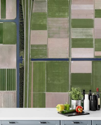 Bird's View of Green and Brown Farming Fields Wallpaper
