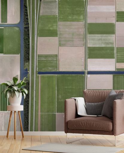 Vogelperspektive von grünen und braunen Farming Fields Wallpaper