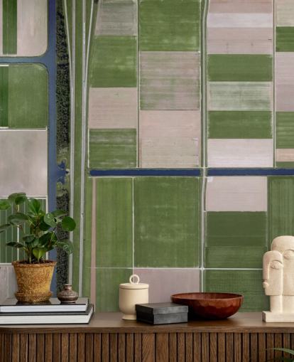 Fågelperspektiv på gröna och bruna lantbruksfält Bakgrund