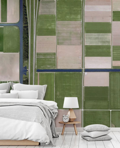 Bird's View of Green and Brown Farming Fields Wallpaper