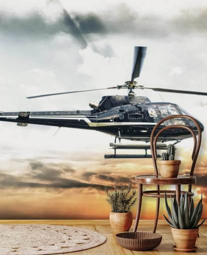 Helicopter Flying at Sunset Wallpaper Helicopter Flying at Sunset Wallpaper
