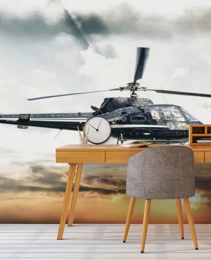 Fondo de pantalla helicóptero volando al atardecer