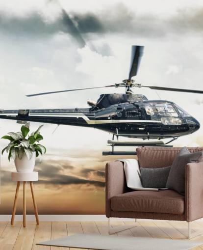 Hubschrauber fliegen bei Sonnenuntergang Wallpaper