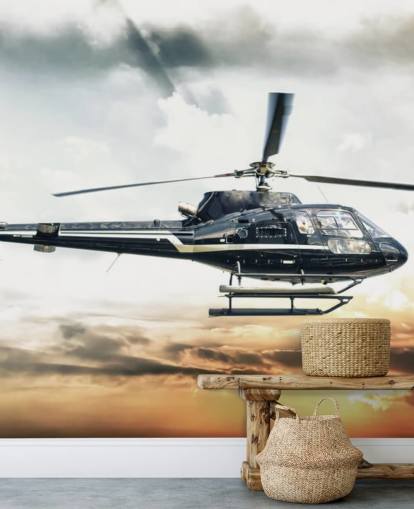 Helicopter Flying at Sunset Wallpaper Helicopter Flying at Sunset Wallpaper