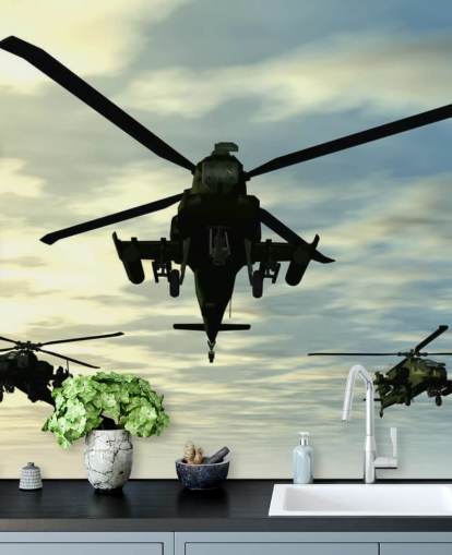 Drie helikopters behang Drie helikopters behang
