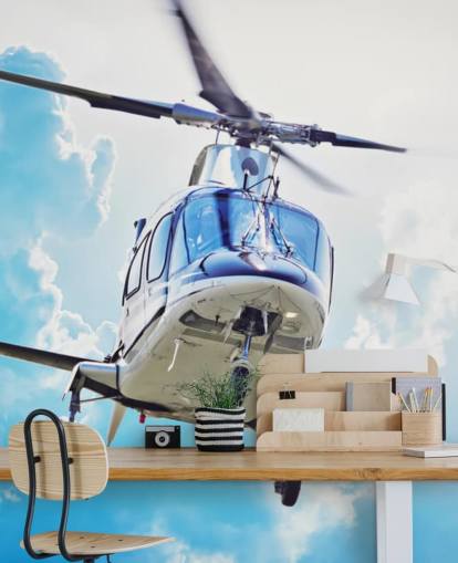 Papel pintado helicóptero blanco