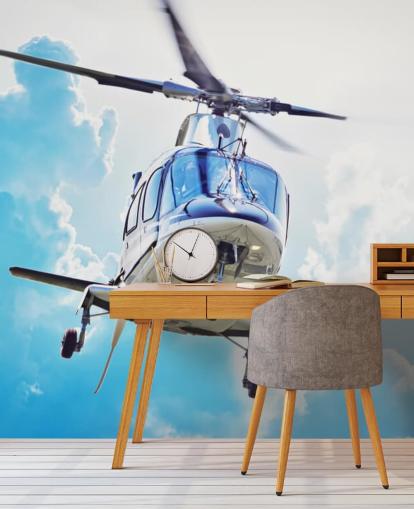 Papel pintado helicóptero blanco