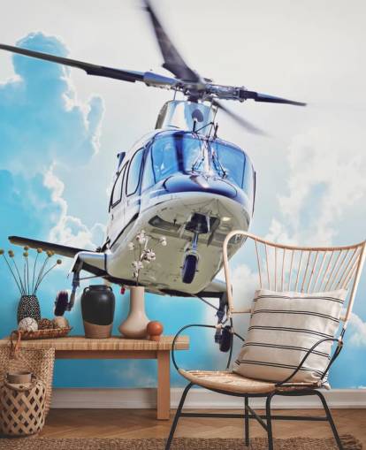 Papel pintado helicóptero blanco