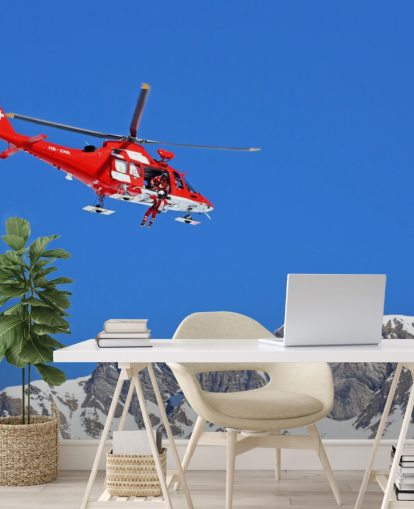 Papel pintado helicóptero rojo