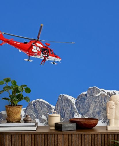 Papel pintado helicóptero rojo