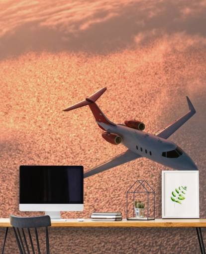 Papel de parede Plane Over Sunset Ocean Papel de parede Plane Over Sunset Ocean