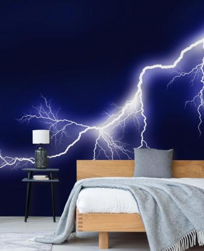 Blå Lightening vægmaleri